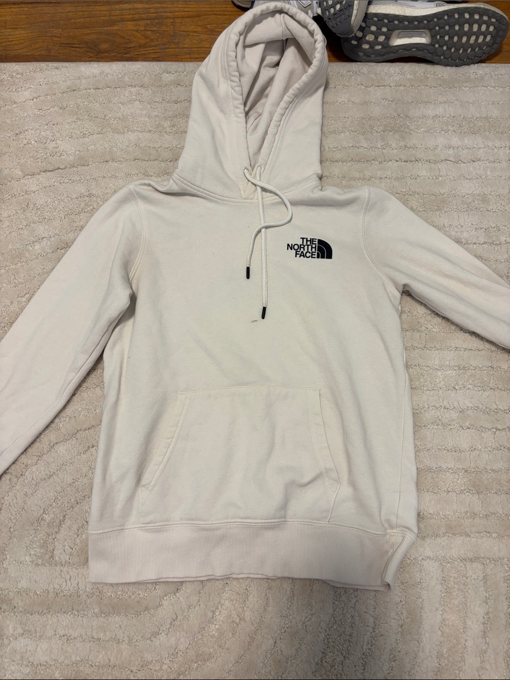 The North Face Cream Pullover Hoodie with Multicolor Logo